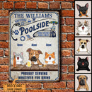 Backyard Poolside Good Friends Good Times Proudly Serving Whatever You Bring, Personalized Dog & Cat Metal Sign