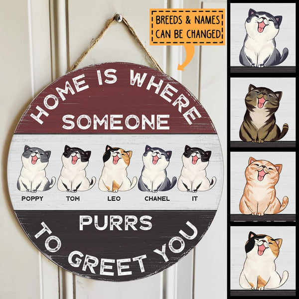 Someone Purrs To Greet You - Personalized Cat Door Sign