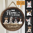 Home Is Where My Dogs Are - Black Background - Personalized Dog Door Sign