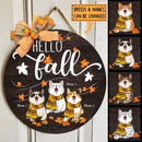 Hello Fall - Cats Wear Scarf- Personalized Cat Door Sign
