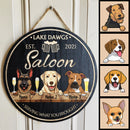 Saloon Serving What You Brought, Custom Background Colors, Dog & Beverage, Personalized Dog Breeds Door Sign