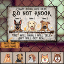 Crazy Dogs Live Here, Do Not Knock, Funny Warning Sign, Personalized Dog Breeds Metal Sign