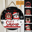 Let It Snow - Black Background - Custom Quote - Personalized Cat Christmas Door Sign