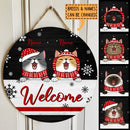 Welcome - Black Background - Custom Quote - Personalized Cat Christmas Door Sign