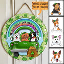 Irish Kisses Shamrock Wishes, St. Patrick's Day Theme, Dogs On The Green Car,  Personalized Dog Lovers Door Sign