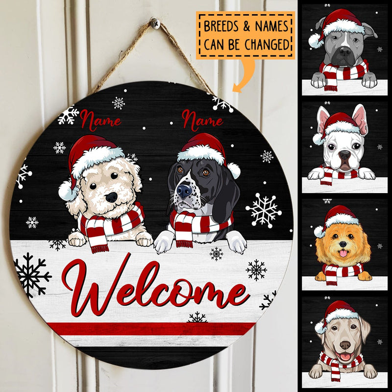 Welcome - Black Background - Custom Quote - Personalized Dog Christmas Door Sign