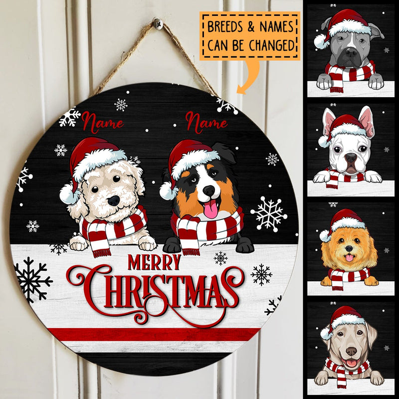 Merry Christmas - Black Background - Custom Quote - Personalized Dog Christmas Door Sign