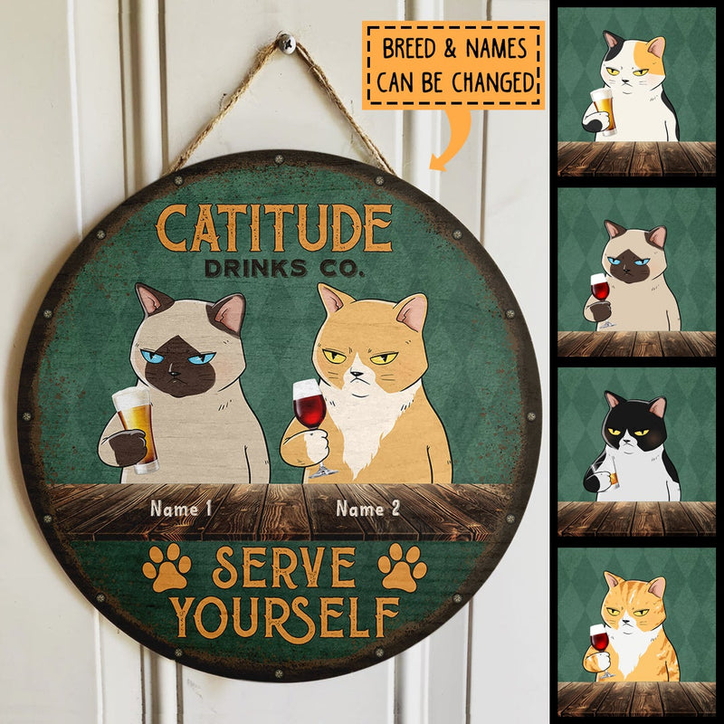 Catitude Drink CO - Cats and Beverage - Personalized Cat Door Sign