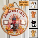 Happy Fall Ya'll - Cats Front Door - Personalized Cat Autumn Season Door Sign