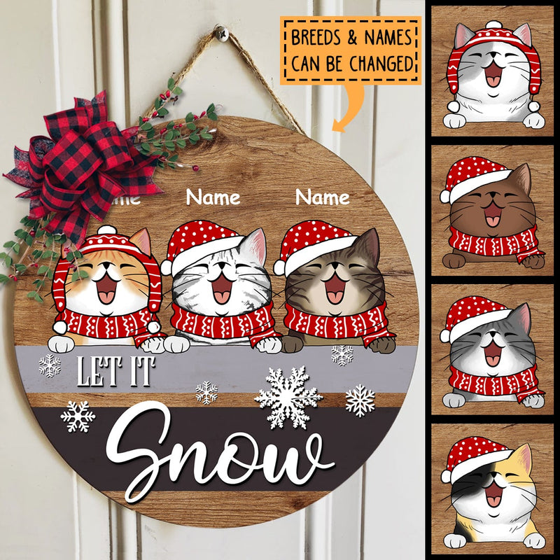 Personalised Let It Snow - Wooden - Personalized Cat Christmas Door Sign
