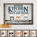 Mama's Kitchen Open 24 Hours Food And Water, Vintage Style, Personalized Cat Breeds Metal Sign