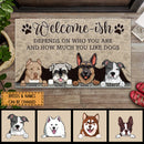 Welcome-ish Depends On How Much You Like Dogs, Dog Peeking From Curtain, Personalized Dog Breeds Doormat, Home Decor