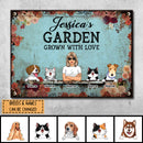 Metal Garden Sign, Gifts For Pet Lovers, Grown With Love Personalized Home Sign, Flower Vintage Signs