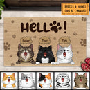 Hello, Brown Pawprint Doormat, Personalized Cat Breeds Doormat, Gifts For Cat Lovers, Home Decor