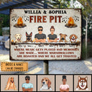Fire Pit, Music Notes, Couple & Dogs, Personalized Dog Breeds Metal Sign, Gifts For Dog Lovers, Outdoor Decor