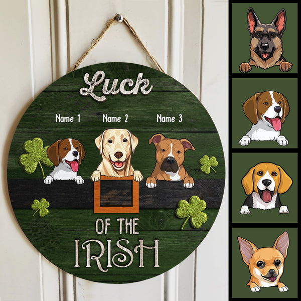 Luck Of The Irish, Shamrock Door Hanger, Personalized Dog Breeds Door Sign, St. Patrick Day Decor, Dog Lovers Gifts