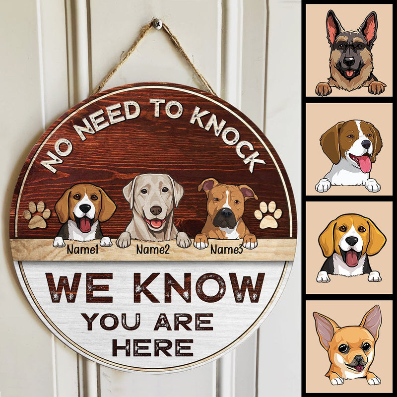 No Need To Knock I Know You Are Here, Rustic Door Hanger, Personalized Dog Breeds Door Sign, Entryway Decor