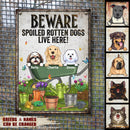 Warning Metal Garden Sign, Gifts For Dog Lovers, Beware Spoiled Rotten Dogs Live Here Funny Warning Signs
