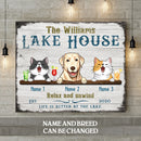 lake house decor Personalized Dog & Cat Landscape Canvas, Gifts For Pet Lovers, Lake House Relax & Unwind Life Is Better At The Lake