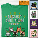 Luckiest Cat Mom Ever, Leopard T-shirt, Personalized Cat Breeds T-shirt, St. Patrick Day Gifts For Cat Moms