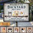 Metal Backyard Bar & Grill Sign, Gifts For Pet Lovers, Proudly Serving Whatever You Brought Vintage Welcome Signs