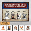 Beware Of The Dog Metal Yard Sign, Gifts For Dog Lovers, Not Responsible For Injury Or Death Funny Warning Sign