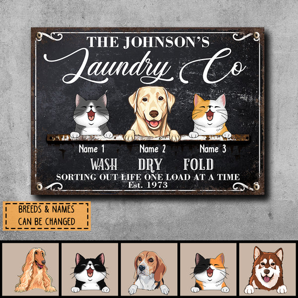 Metal Laundry Sign, Gifts For Pet Lovers, Sorting Out Life One Load At Time Personalized Housewarming Gifts