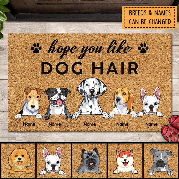 Hope You Like Dog Hair, Black Pawprints Doormat, Personalized Dog Breeds Doormat, Home Decor, Gifts For Dog Lovers