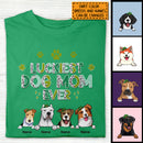 Luckiest Dog Mom Ever, Leopard T-shirt, Personalized Dog Breeds T-shirt, St. Patrick Day Gifts For Dog Moms