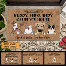 Welcome To My House The Human Live Here Too, Brown Doormat, Personalized Dog & Cat Doormat, Gifts For Pet Lovers
