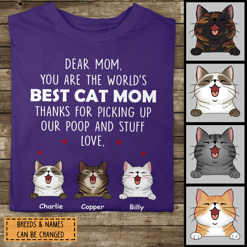 Personalized Cat Breeds T-shirt, You Are The World's Best Cat Mom Thanks For Picking Up My Poop, Gifts For Mother's Day