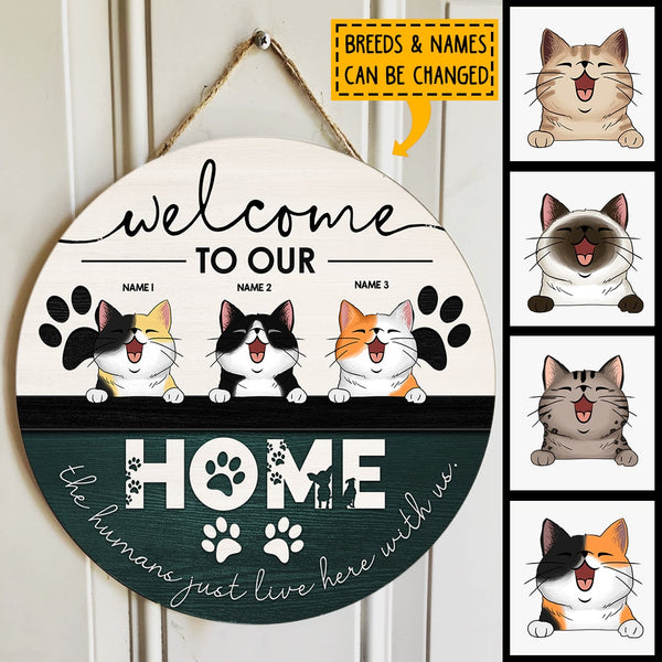 ﻿Welcome To Our Home, Welcome Sign, Personalized Cat Breeds Door Sign, Gifts For Cat Lovers, Front Door Decor