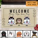 Welcome Please Wipe Your Paws, Welcome Doormat, Personalized Dog Breeds Doormat, Home Decor, Dog Lovers Gifts