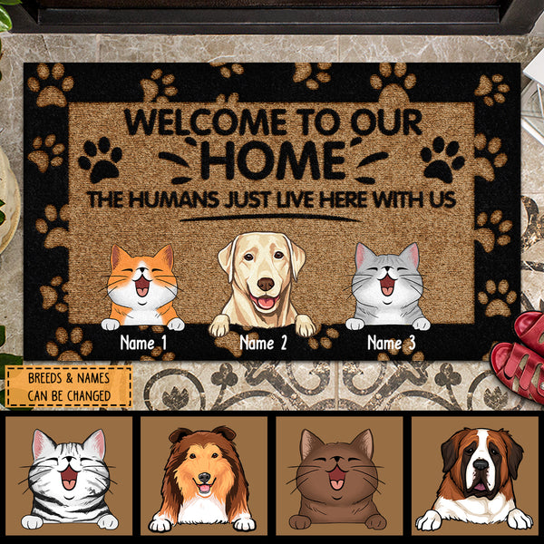 Welcome To Our Home, Welcome Doormat, Personalized Dog & Cat Doormat, Home Decor, Gifts For Pet Lovers
