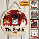 Christmas Cat Door Hanger, Buffalo Plaid Sign, Personalized Cat Breed Door Sign, Xmas Front Door Decor, Cat Lovers Gifts