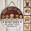 Crazy Dogs Live Here Do Not Knock, Wooden Door Hanger, Personalized Dog Breeds Door Sign, Entryway Decor