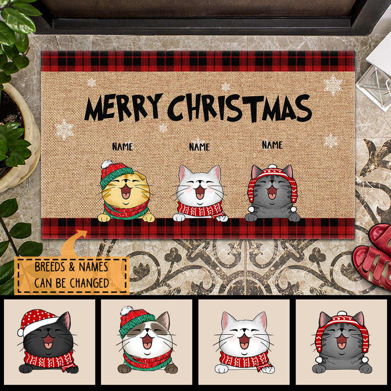 Personalized Cat Breeds Doormat, Gifts For Cat Lovers, Merry Christmas Doormat, Xmas Home Decor