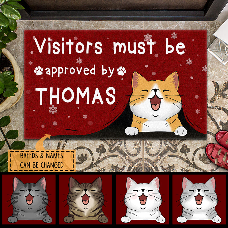 Personalized Cat Breed Doormat, Gifts For Cat Lovers, Visitors Must Be Approved By My Cat Christmas Doormat