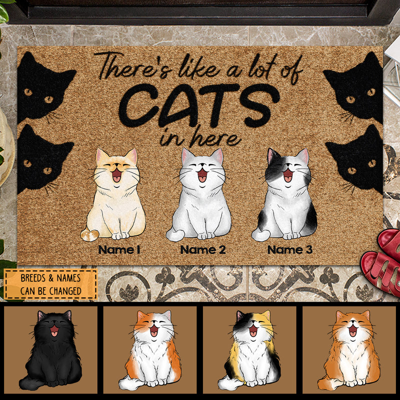 There's Like A Lot Of Cats In Here, Black Cats Doormat, Personalized Cat Breeds Doormat, Gifts For Cat Lovers