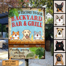 Welcome To Our Backyard Bar & Grill, Hawaii Style Sign, Personalized Dog & Cat Metal Sign, Gifts For Pet Lovers