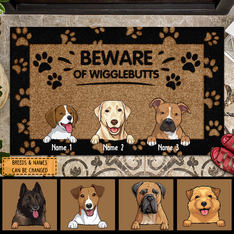 Beware Of Wigglebutts, Warning Doormat, Personalized Dog Breeds Doormat, Home Decor, Gifts For Dog Lovers