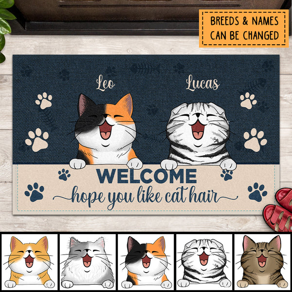 Welcome Hope You Like Cat Hair, Welcome Doormat, Personalized Cat Breeds Doormat, Gifts For Cat Lovers