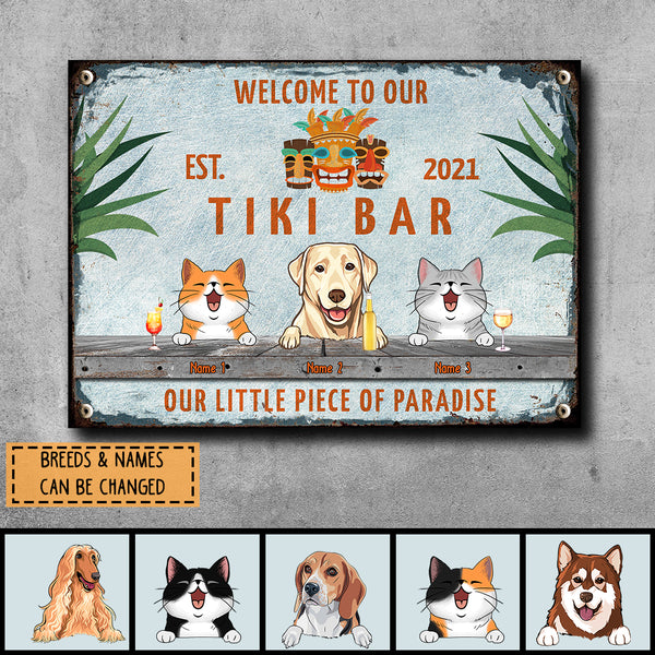 Metal Tiki Bar Signs, Gifts For Pet Lovers, Our Little Piece Of Paradise Tiki Silhouettes Welcome Signs