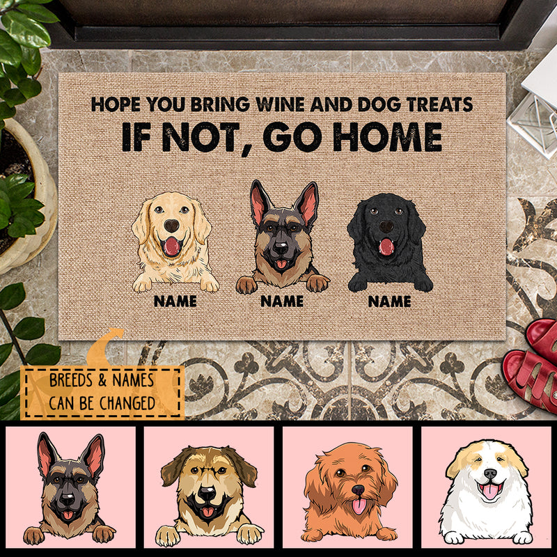 Personalized Dog Breed Doormat, Gifts For Dog Lovers, Hope You Bring Wine & Dog Treats If Not Go Home Doormat