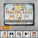 Metal Pool Signs, Gifts For Pet Lovers, Poolside Oasis Sip Swim Relax Hawaii Style Welcome Signs