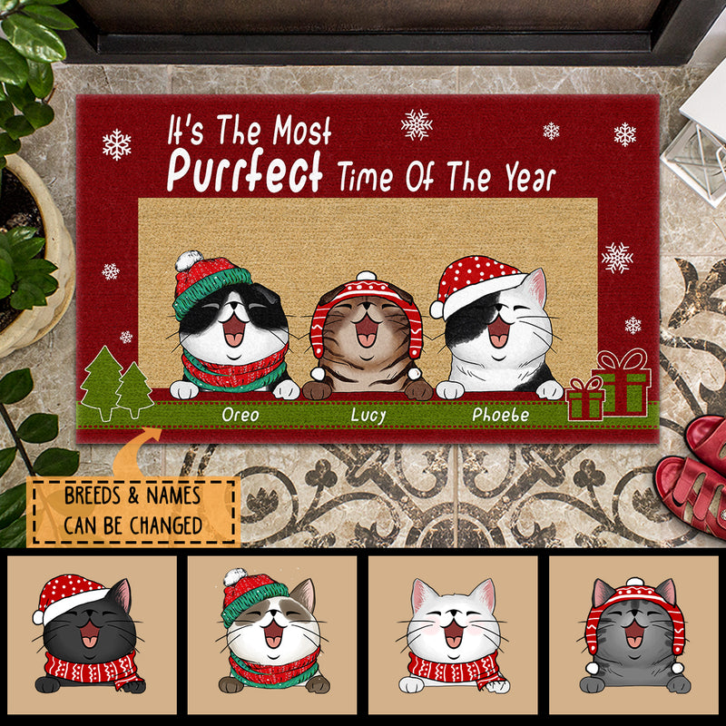 It's The Most Purrfect Time Of The Year, Personalized Cat Breeds Doormat, Christmas Home Decor, Gifts For Cat Lovers