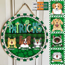 Happy St. Patrick's Day, Green Plaid Door Hanger, Personalized Dog & Cat Door Sign, Front Door Decor, Pet Lovers Gifts