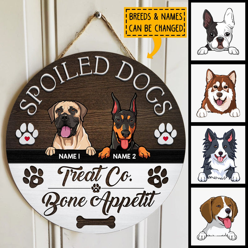 Spoiled Dogs Treat Co. Bone Appetit, Wooden Door Hanger. Personalized Dog Breeds Door Sign, Dog Lovers Gifts