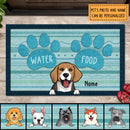 Water Or Food, Blue Pawprints Doormat, Personalized Dog Breed Doormat, Gifts For Dog Lovers, Home Decor