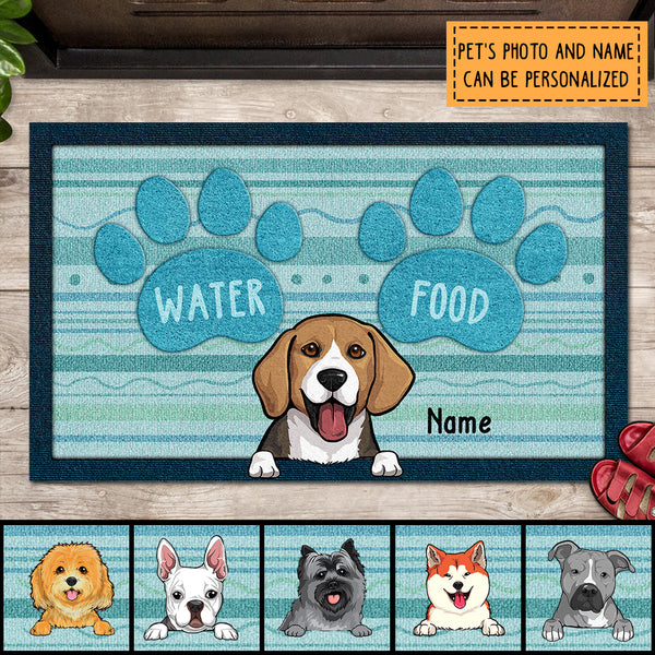 Water Or Food, Blue Pawprints Doormat, Personalized Dog Breed Doormat, Gifts For Dog Lovers, Home Decor